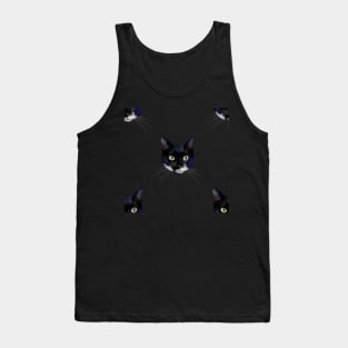 Black and White Tuxedo Cat Faces  - Repeat Pattern Tank Top